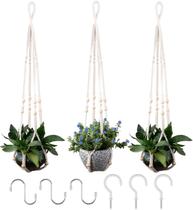 Cabide de plantas de macramê Planter RIFNY 89 cm, pacote com 3 unidades, branco Cabide de plantas de macramê Planter RIFNY 89 cm, pacote com 3 unidades, branco
