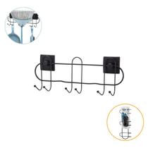 Cabide De Porta Para Vassouras E Pá Com Fita Dupla Face 3m 6 Ganchos Cabide De Porta Para Vassouras E Pá Com Fita Dupla Face 3m 6 Ganchos