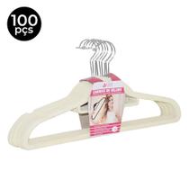 Cabide de Veludo Adulto 45cm Bege - 100 pecas Cabide de Veludo Adulto 45cm Bege - 100 pecas