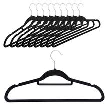 Cabide de Veludo Adulto com gravateiro - Preto - 42 cm - 100 pecas - Loladecor