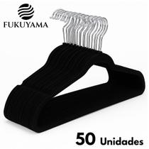 Cabide de Veludo Adulto Cor Preta Antideslizante FUKUYAMA Cabide de Veludo Adulto Cor Preta Antideslizante FUKUYAMA