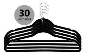 Cabide de Veludo Adulto Preto Ultra fino 30 peças