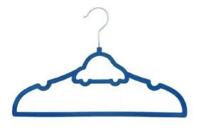 Cabide De Veludo Infantil Ultrafino 5 Unidades Carro Azul