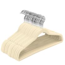 Cabide de Veludo Ultra Fino Adulto Cor Bege Antideslizante