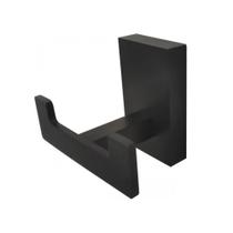 Cabide Duplo Quadrado Banheiro em Metal Black Jiwi - V-2680H