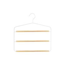 Cabide ferreiro triplo metal branco com madeira - oikos Cabide ferreiro triplo metal branco com madeira - oikos