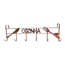 Cabide Gancho Aramado Cozinha Talheres p/porta 6 ganchos metalizados Cobre/rose gold