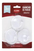 Cabide / Gancho De Plastico Oval Autoadesivo Com 3 Pecas 6x4 - Oem