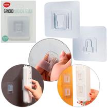 Cabide gancho de plastico quadrado autoadesivo transparente macho e femea com 2 pecas 6cm na cartela Cabide gancho de plastico quadrado autoadesivo transparente macho e femea com 2 pecas 6cm na cartela