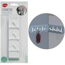 Cabide / gancho de plastico retangular dobravel com 6 ganchos autoadesivo 35x4,4cm - CLINK