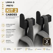 Cabide Gancho Para Toalha Kit 2 Peças Preto Fosco