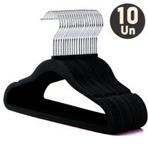 Cabide Infantil 10Un Antideslizante Veludo Slim Com Gancho Cromado Giratório