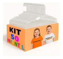 Cabide Infantil Acrilico Kit 50 Transparente Organizador Rod