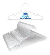 Cabide Infantil Cristal Acrílico Transparente Kit 60 Uidades - CRAZY STORE