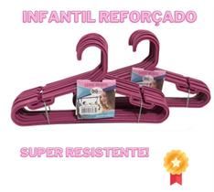 Cabide Infantil Reforçado Rosa Premium Super Resistente Atacado - 12 /24/ 36 48 Unidades