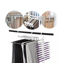 Cabide Inox Retrátil - Ideal para Calças e Saias com 5 Divisórias