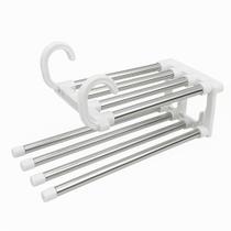 Cabide Mágico Inox Retrátil 5 Varetas Calças Otimiza Espaço Cor Branco Clink