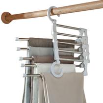 Cabide Mágico Retrátil Inox com 5 Varetas Kit 3 Unidades Organização de Roupas e Closet