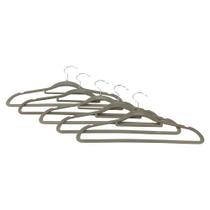 Cabide Metal e Plástico Com Veludo 5 Peças Cinza - Quanhe