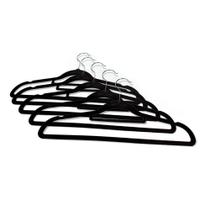 Cabide Metal e Plástico Com Veludo 5 Peças Preto - Quanhe