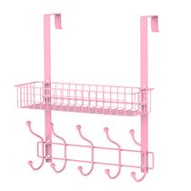 Cabide MILIJIA Over The Door com cesto de malha rosa Cabide MILIJIA Over The Door com cesto de malha rosa