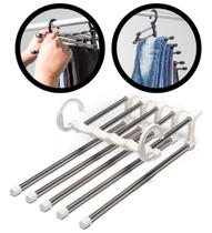 Cabide Multifuncional Metal Retrátil 5 Varetas Para Calças