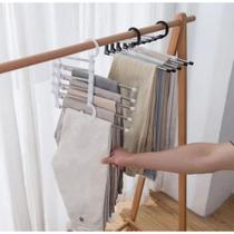 Cabide Multifuncional para Calças de Inox com 5 Divisórias Branco