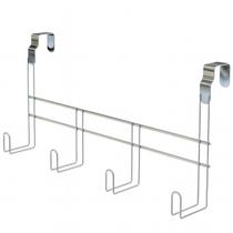 Cabide Multiuso para Porta 4 Ganchos Material Resistente Design Compacto Fácil Instalação Organizador Casa Cozinha Banheiro Prático