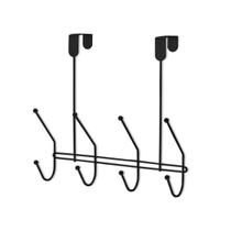 Cabide Organizador Porta 8 Ganchos Suporte Cabideiro Preto com Encaixe para Armário Portas Cozinha Banheiro Multiuso