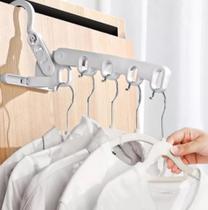 Cabide Organizador Suporte 5 Espaços Organização Casa Roupas Dobrável Ajustável Branco Cabide Organizador Suporte 5 Espaços Organização Casa Roupas Dobrável Ajustável Branco