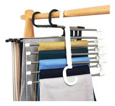 Cabide Para Calça Multifuncional Organizador Retrátil 5 Em 1