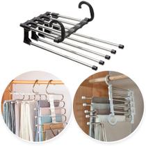 Cabide Para Calças Em Inox Com 5 Divisórias Multifuncional