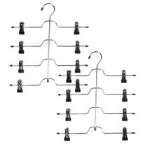 Cabide para calças/saias Richards, 4 camadas, cromado e vinil preto, pacote com 2