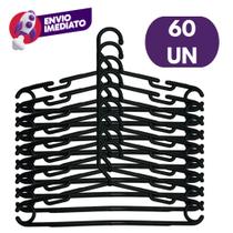 Cabide Plástico Preto Adulto Grande Reforçado 10mm Premium Roupas Casaco Calça Antideslizante Closet Cabide Plástico Preto Adulto Grande Reforçado 10mm Premium Roupas Casaco Calça Antideslizante Closet