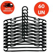 Cabide Plástico Preto Adulto Grande Reforçado 10mm Premium Roupas Casaco Kit C/48, 60 Ou 72Un