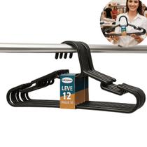 Cabide Preto grosso 12 Unidades Resistente Grande Forte