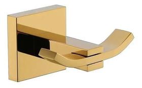 Cabide Quadrado Banheiro Dupla Fixação Dourado Brilhante