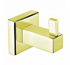 Cabide Quadrado Para Banheiro Dourado Dupla Fixação