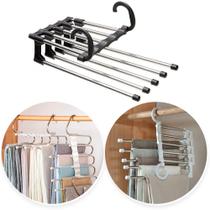 Cabide Retrátil de Inox Organizador para Calças Otimiza Espaço