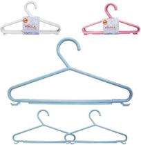Cabide roupa infantil de plastico com gancho perola colors com 3 pecas 27,5x15cm 6mm - PAVIPLAST