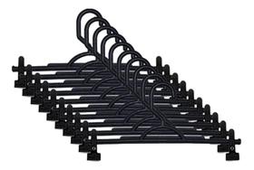 Cabide saia adulto preto com presilhas kit com 10