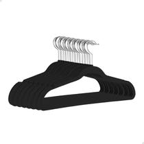 Cabide Slim Veludo Adulto Preto 20 Peças Gancho 360 Compacto