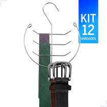 Cabide Suporte Cinto e Gravata Cromado Kit com 12 unidades