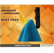 Cabide Suporte Multiuso Porta Toalha De Parede Preto Fosco - 2314PT Future Cabide Suporte Multiuso Porta Toalha De Parede Preto Fosco - 2314PT Future