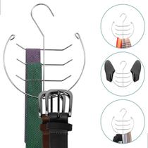 Cabide Suporte para Cinto e Gravata Cromado Kit com 12 Unidades Plug Lar Organização com estilo e praticidade para seu armário