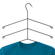 Cabide Triplo Camisa Preto Kit C/ 3 Pçs