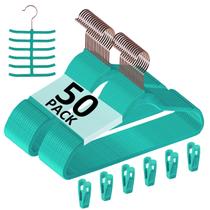 Cabide VECELO de veludo, resistente, pacote com 50, verde-água claro Cabide VECELO de veludo, resistente, pacote com 50, verde-água claro