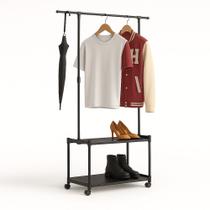 Cabideiro Arara Com 2 Prateleiras E Sapateira Rack Multiuso Cabideiro Arara Com 2 Prateleiras E Sapateira Rack Multiuso