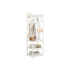 Cabideiro Arara de Canto Vertical Roupas e Sapatos 3 Prateleiras Branco TM2-302 Cabideiro Arara de Canto Vertical Roupas e Sapatos 3 Prateleiras Branco TM2-302