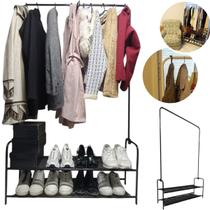 Cabideiro Arara De Roupas Com Sapateira Closet/loja/quarto - MASC METAIS Cabideiro Arara De Roupas Com Sapateira Closet/loja/quarto - MASC METAIS